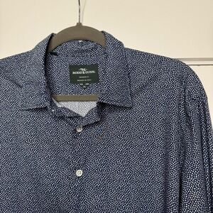 RODD & GUNN Shirt Men's XL Blue Dots Print Sports Fit Button-Up Albini Fabric